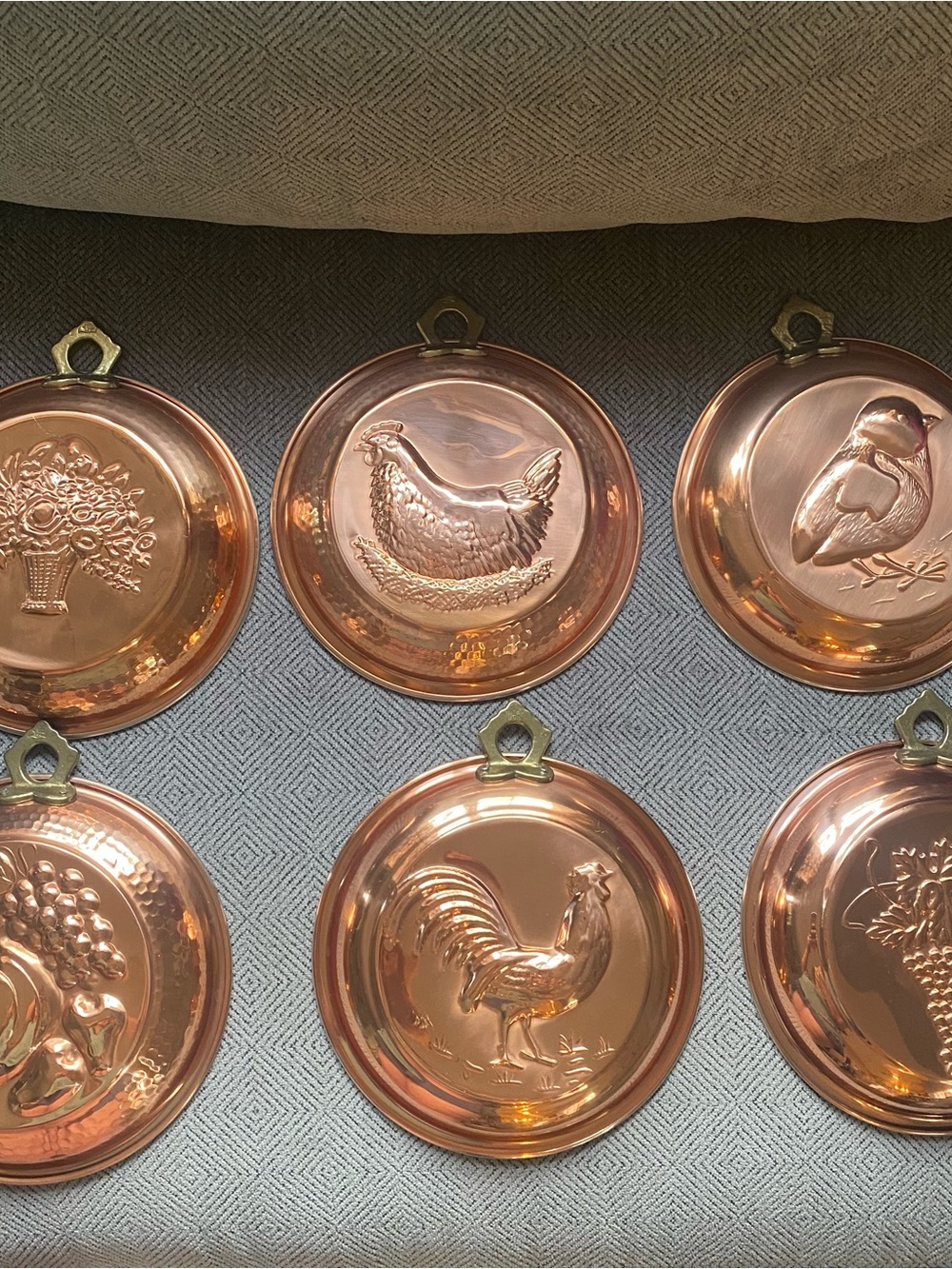 Copper-Tone Farmhouse Embossed Wall Pans - Set of 6